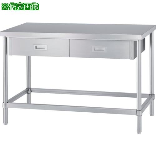 ■シンコー ステンレス作業台片面引出付(四方枠タイプ/SUS304) 1800×450×800〔品番:WDZN18045〕【1241302:0】[法人・事業所限定][外直送元][店頭受取不可]