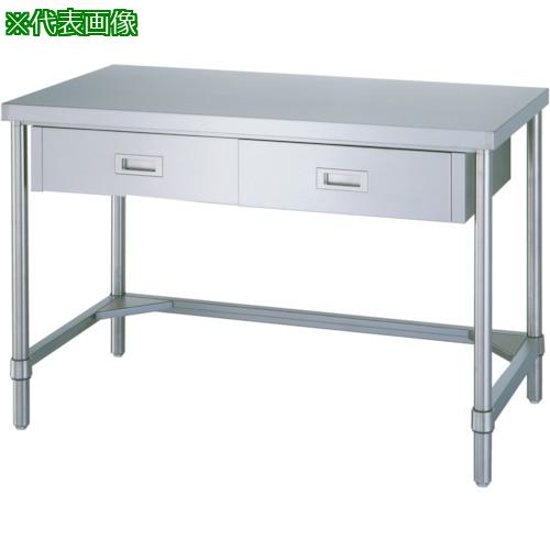 ■シンコー ステンレス作業台片面引出付(三方枠タイプ/SUS430) 600×600×800〔品番:WDT6060〕【1245948:0】[法人・事業所限定][外直送元][店頭受取不可]