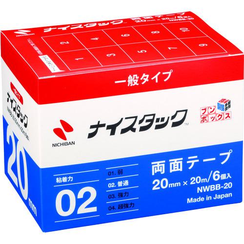 ■ニチバン 両面テープ ナイスタック NWBB-20 20mmX20m(大巻6巻入)〔品番:NWBB20〕【1246991:0】[店頭受取不可]