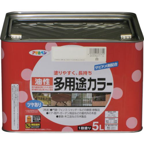 ■アサヒペン 油性多用途カラー 5L 白〔品番:537614〕【1250232:0】[送料別途見積り][掲外取寄][店頭受取不可]