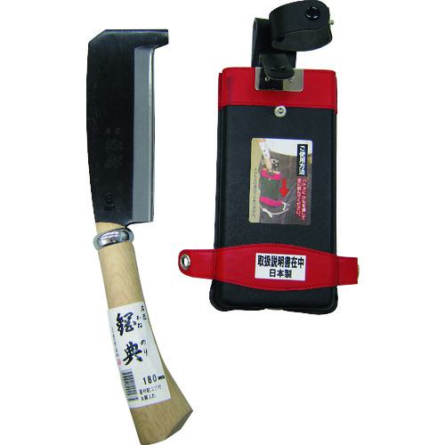 ■鋼典 箸付ナタ鋼付 コブ付柄 木鞘完全包装〔品番:C71〕【1272860:0】[送料別途見積り][法人・事業所限定][外直送][店頭受取不可]