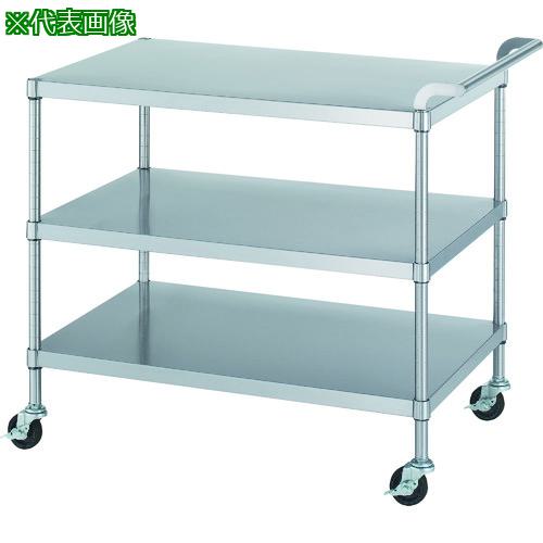 ■シンコー ステンレスワゴン(SUS3430) 天地3段タイプ φ75導電ゴム車 750×450×800〔品番:M037545800RE75SH〕【1285723:0】[法人・事業所限定][外直送元][店頭受取不可]