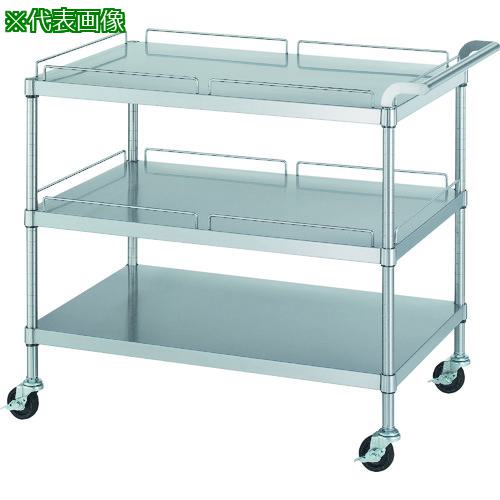 ■シンコー ステンレスワゴン(SUS430・ガード付)天地3段タイプ ガード:2段分 φ75導電ナイロン車 750×450×800〔品番:M217545800NE75SH〕【1285737:0】[法人・事業所限定][外直送元][店頭受取不可]