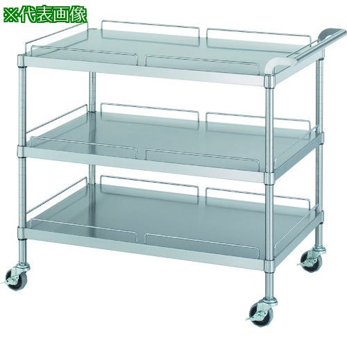 ■シンコー ステンレスワゴン(SUS304・ガード付)天地3段タイプ φ75ウレタン車 750×600×800〔品番:MN307560U75〕【1308493:0】[法人・事業所限定][外直送元][店頭受取不可]