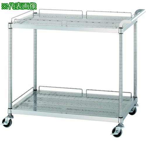 ■シンコー ステンレスワゴン(SUS304・ガード付)天地2段タイプ パンチング棚 φ75ウレタン車 900×600×800〔品番:PMN209060U75〕【1329019:0】[法人・事業所限定][外直送元][店頭受取不可]
