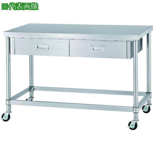 ■シンコー ステンレス(SUS430)作業台片面引出付四方枠キャスター付 φ100ナイロン車 1800×600×800〔品番:WDZC18060N100〕【1329055:0】[法人・事業所限定][外直送元][店頭受取不可]