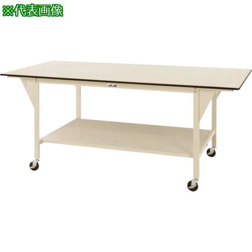 ■ヤマテック ワークテーブル ワイドタイプ 移動式 全面棚板付 W2400×D1200×H1016mm〔品番:SWPWHC2412TTII〕【1330764:0】[法人・事業所限定][外直送元][店頭受取不可](3)