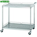 ■シンコー ステンレスワゴン(SUS430・ガード付)天地2段タイプ パンチング棚 φ75ウレタン車 900×450×800〔品番:PM209045U75〕【1...