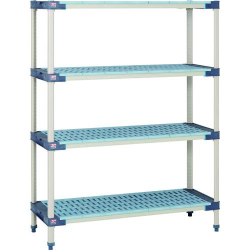 ■ERECTA メトロマックス4 グリッドマット+抗菌スチール製ポール 間口1060mm×奥行540mm×高さ1378mm 4段〔品番:MAX42142GMQ54PE4〕【1350093:0】[送料別途見積り][法人・事業所限定][外直送][店頭受取不可]