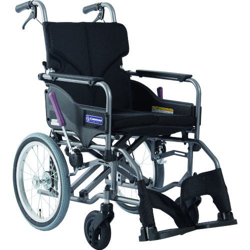 ■カワムラ 【非課税】アルミ製標準型介助用車いすKMD-A16-40-M黒メッシュ〔品番:KMDA1640MNO68〕【1373445:0】[送料別途見積り][法人・事業所限定][直送][店頭受取不可]