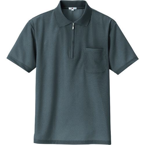 ■アイトス 吸汗速乾(クールコンフォート)半袖ジップポロシャツ(男女兼用) チャコールグレー LL〔品番:10581044LL〕【1429930:0】[送料別途見積り][掲外取寄][店頭受取不可]