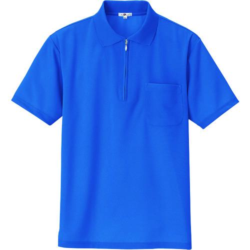 ■アイトス 吸汗速乾(クールコンフォート)半袖ジップポロシャツ(男女兼用) ロイヤルブルー L〔品番:10581006L〕【1429971:0】[送料別途見積り][掲外取寄][店頭受取不可]