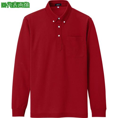 ■アイトス 吸汗速乾(クールコンフォート)長袖ボタンダウンポロシャツ(男女兼用) レッド M〔品番:10598009M〕【1429991:0】[送料別途見積り][店頭受取不可]
