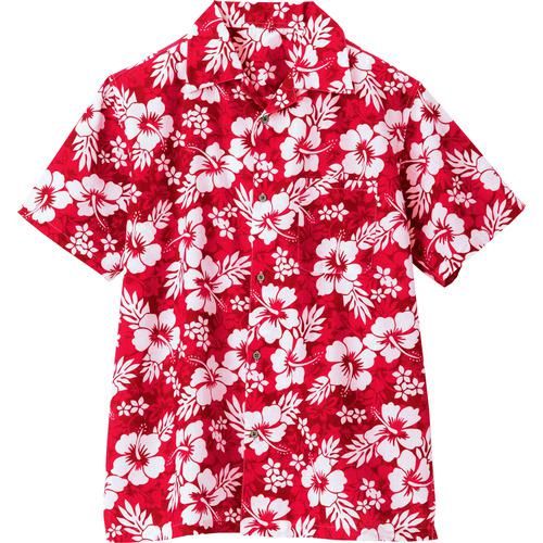 ■アイトス アロハシャツ(ハイビスカス)(男女兼用) レッド 3L〔品番:561020093L〕【1430050:0】[送料別途見積り][掲外取寄][店頭受取不可]