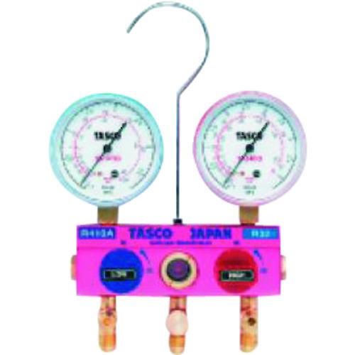 ■タスコ R410A R32用 ボールバルブ式マニホールドボディ〔品番:TA122GV1〕【1430580:0】[送料別途見積..