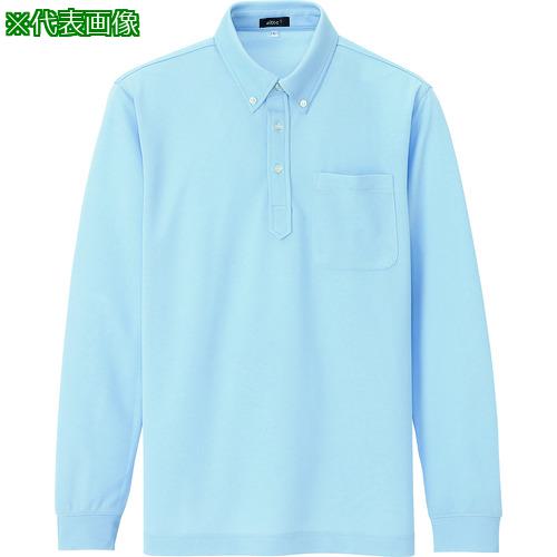 ■アイトス 吸汗速乾(クールコンフォート)長袖ボタンダウンポロシャツ(男女兼用) ライトサックス LL〔品番:10598017LL〕【1431604:0】[送料別途見積り][店頭受取不可]
