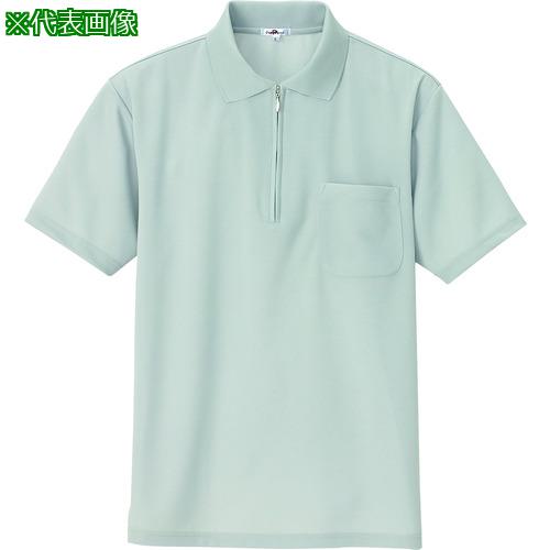 ■アイトス 吸汗速乾(クールコンフォート)半袖ジップポロシャツ(男女兼用) グレー M〔品番:10581004M〕【1433180:0】[送料別途見積り][掲外取寄][店頭受取不可]