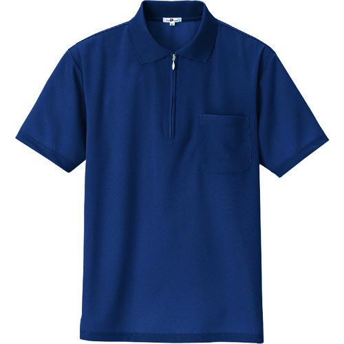 ■アイトス 吸汗速乾(クールコンフォート)半袖ジップポロシャツ(男女兼用) ネイビー S〔品番:10581008S〕【1433185:0】[送料別途見積り][掲外取寄][店頭受取不可]