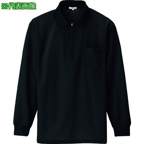■アイトス 吸汗速乾(クールコンフォート)長袖ジップポロシャツ(男女兼用) ブラック 5L〔品番:105800105L〕【1434776:0】[送料別途見積り][掲外取寄][店頭受取不可]