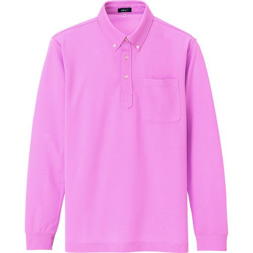 ■アイトス 吸汗速乾(クールコンフォート)長袖ボタンダウンポロシャツ(男女兼用) ピンク L〔品番:10598160L〕【1434797:0】[送料別途見積り][店頭受取不可]