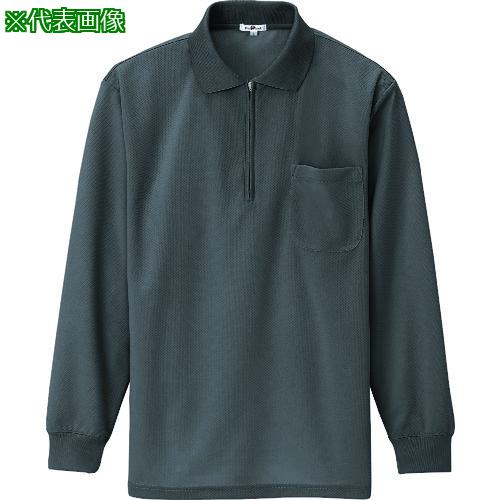■アイトス 吸汗速乾(クールコンフォート)長袖ジップポロシャツ(男女兼用) チャコールグレー 3L〔品番:105800443L〕【1434855:0】[送料別途見積り][掲外取寄][店頭受取不可]