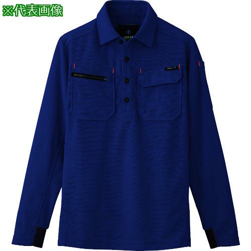 ■アイトス 長袖ポロシャツ(男女兼用) ネイビー LL〔品番:10608008LL〕【1441143:0】[送料別途見積り][掲外取寄][店頭受取不可]