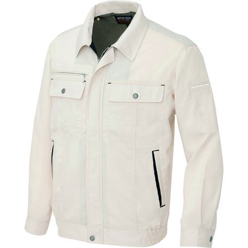 ■アイトス 長袖サマーブルゾン(男女兼用) ベージュ×ブラック 6L〔品番:55600026L〕【1442219:0】[送料別途見積り][掲外取寄][店頭受取不可](4)