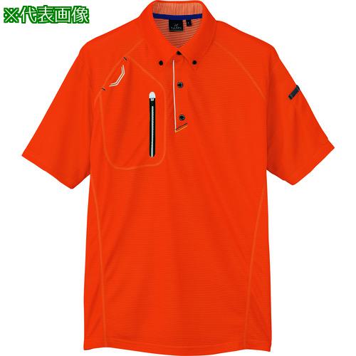 ■アイトス 半袖ボタンダウンポロシャツ(男女兼用) オレンジ SS〔品番:10605163SS〕【1442699:0】[送料別途見積り][掲外取寄][店頭受取不可]