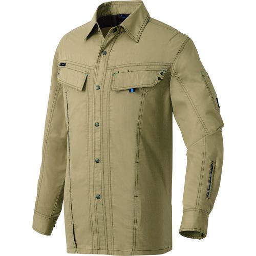■アイトス 長袖シャツ(男女兼用) カーキ LL〔品番:30535025LL〕【1445870:0】[送料別途見積り][掲外取寄][店頭受取不可]