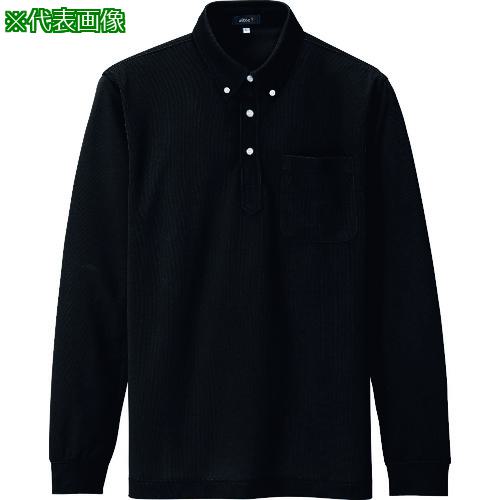 ■アイトス 吸汗速乾(クールコンフォート)長袖ボタンダウンポロシャツ(男女兼用) ブラック LL〔品番:10598010LL〕【1448886:0】[送料別途見積り][店頭受取不可]