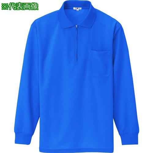 ■アイトス 吸汗速乾(クールコンフォート)長袖ジップポロシャツ(男女兼用) ロイヤルブルー LL〔品番:10580006LL〕【1448913:0】[送料別途見積り][掲外取寄][店頭受取不可]