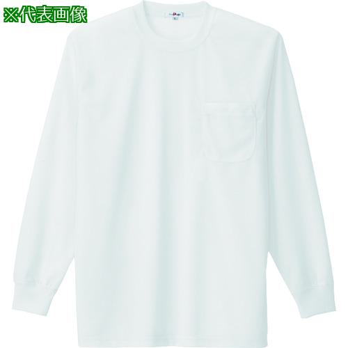 ■アイトス 吸汗速乾(クールコンフォート)長袖Tシャツ(ポケット付)(男女兼用) ホワイト 4L〔品番:105750014L〕【1448929:0】[送料別途見積り][掲外取寄][店頭受取不可]