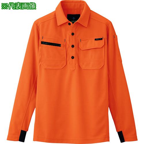 ■アイトス 長袖ポロシャツ(男女兼用) オレンジ SS〔品番:10608163SS〕【1449085:0】[送料別途見積り][掲外取寄][店頭受取不可]
