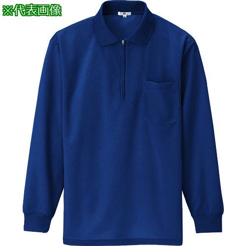 ■アイトス 吸汗速乾(クールコンフォート)長袖ジップポロシャツ(男女兼用) ネイビー 6L〔品番:105800086L〕【1450499:0】[送料別途見積り][掲外取寄][店頭受取不可]