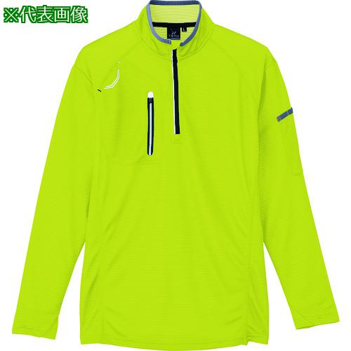 ■アイトス 長袖ハーフZIPシャツ(男女兼用) ライム M〔品番:10606016M〕【1450627:0】[送料別途見積り][掲外取寄][店頭受取不可]