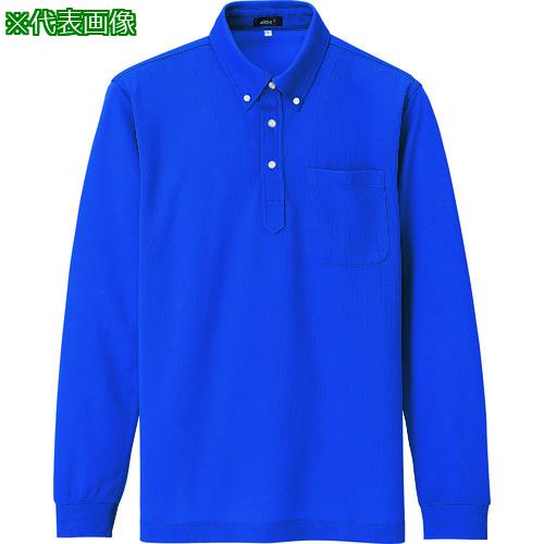 ■アイトス 吸汗速乾(クールコンフォート)長袖ボタンダウンポロシャツ(男女兼用) ロイヤルブルー 4L〔品番:105980064L〕【1452075:0】[送料別途見積り][店頭受取不可]