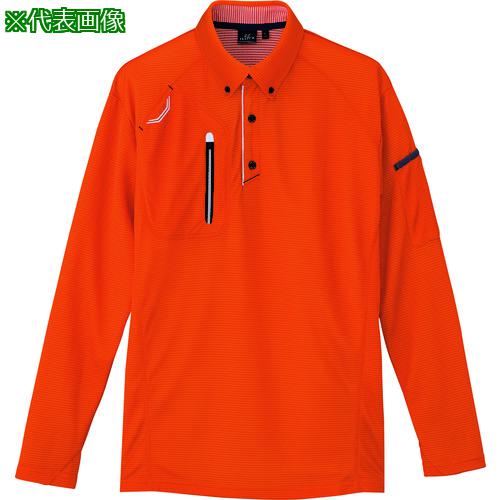 ■アイトス 長袖ボタンダウンポロシャツ(男女兼用) オレンジ 3L〔品番:106041633L〕【1452093:0】[送料別途見積り][掲外取寄][店頭受取不可]