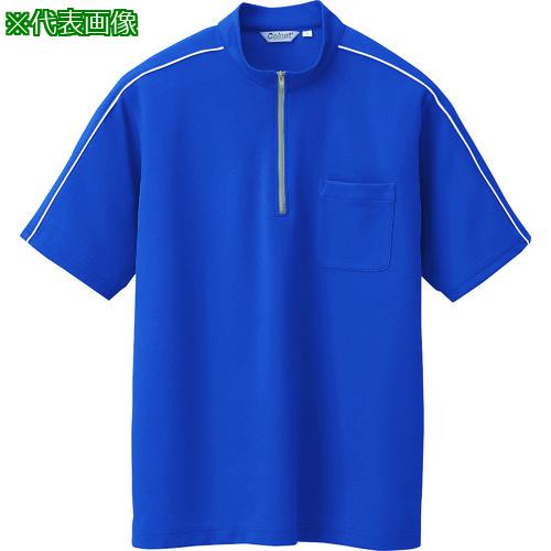 ■アイトス 半袖クイックドライジップシャツ(男女兼用) ブルー 4L〔品番:CL30000034L〕【1452381:0】[送料別途見積り][掲外取寄][店頭受取不可]