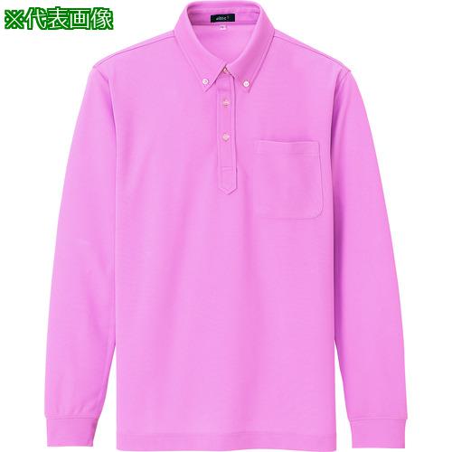 ■アイトス 吸汗速乾(クールコンフォート)長袖ボタンダウンポロシャツ(男女兼用) ピンク 7〔品番:105981607〕【1453701:0】[送料別途見積り][店頭受取不可]
