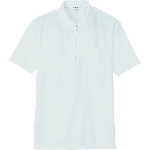 ■アイトス 吸汗速乾(クールコンフォート)半袖ジップポロシャツ(男女兼用) ホワイト 5L〔品番:105810015L〕【1453741:0】[送料別途見積り][掲外取寄][店頭受取不可]