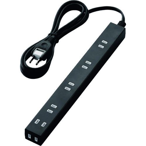 ■ELECOM ほこり防止シャッター付きスリムタップ 6個口 2.0m ブラック〔品番:TNSL2620BK〕【1474121:0】[店頭受取不可]