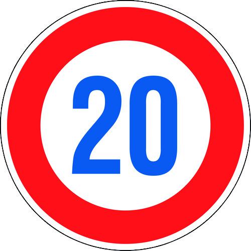 ■緑十字 道路標識(構内用) 制限速度20キロ 道路323-20K(AL) 600mmΦ 反射タイプ アルミ製〔品番:133673〕【1479817:0】[店頭受取不可]