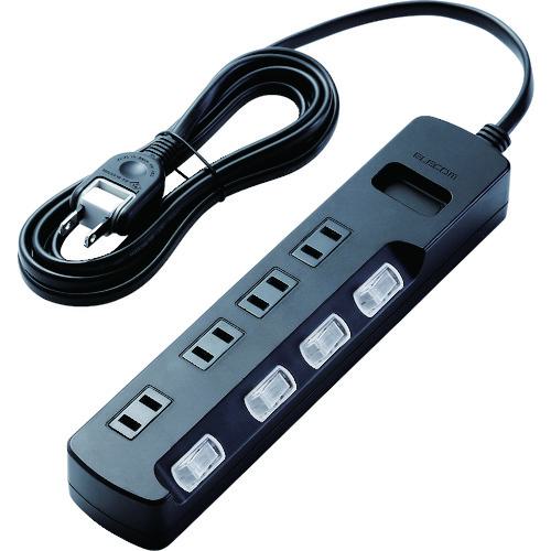 ■ELECOM TV用ほこり防止シャッター付雷ガードタップ 4個口 2.5m ブラック〔品番:AVTK6A2425BK〕【1480504:0】[店頭受取不可]