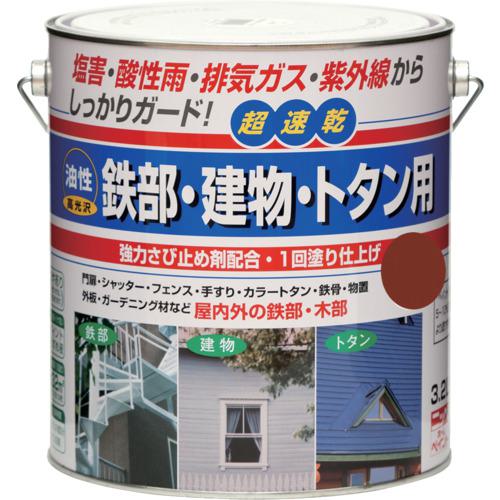 ■ニッぺ 油性鉄部・建物・トタン用 3.2L アカサビ HUB113-3.2〔品番:4976124216343〕【1578583:0】[送..