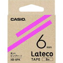 ■カシオ ラテコ(Lateco)専用詰め替えテープ 6mm ピンクテープに黒文字〔品番:XB6PK〕【1606499:0】[店頭受取不可] 1