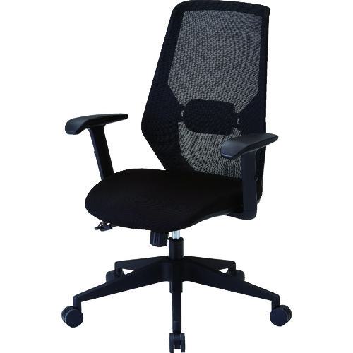 ■TRUSCO メッシュハイバックチェア“VIENTO” 肘付 ブラック〔品番:MCHABK〕【1607603:0】[直送DS][店頭受取不可]