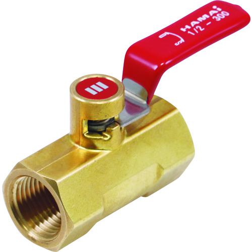 ■HAMAI 黄銅製ロック機能付きボールバルブ(レバー)〔品番:BBSB5108RC〕【1610806:0】[店頭受取不可]