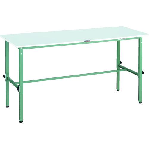 ■TRUSCO 軽荷重作業台高さ調節式(150kg)RAEM2型 RoHS2対応天板 1800X750XH650~950 グリーン色〔品番:RA..
