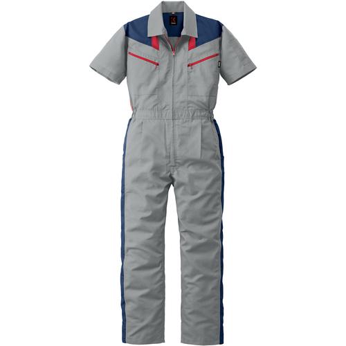 ■AUTO-BI カンサイ半袖つなぎ服253-008シルバーグレー-LL〔品番:253008LL〕【1619030:0】[送料別途見積り][掲外取寄][店頭受取不可]