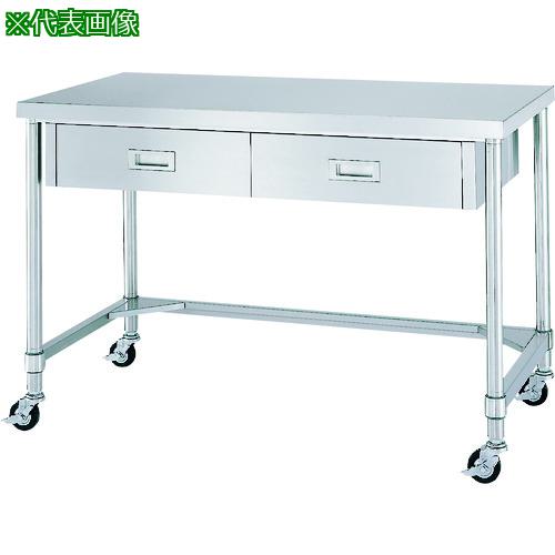 ■シンコー ステンレス(SUS304)作業台片面引出付三方枠キャスター付 φ100ナイロン車 1500×900×800〔品番:WDTNC15090N100〕【1625387:0】[法人・事業所限定][外直送元][店頭受取不可](3)